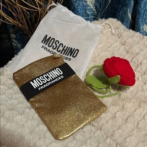 nwt Moschino Gold Glitter Phone Case/Pouch
